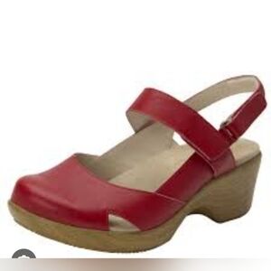 Alegria Red Women's Mules Sz6 Leather Upper And Linning New Without Tag Or Box